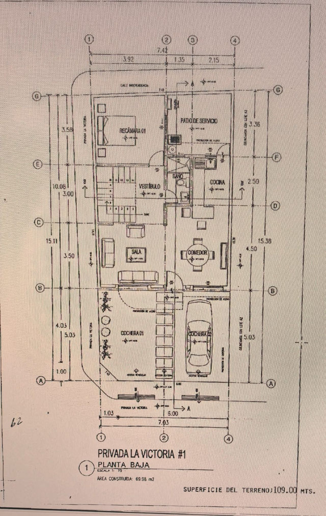 Plano de planta baja de Privada La Victoria #1