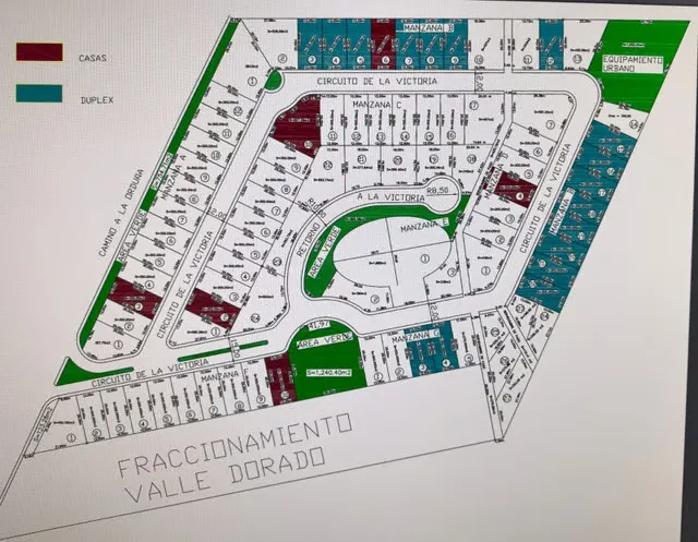 Plano del Fraccionamiento Valle Dorado